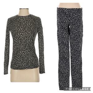 Tory Burch Pima Cotton Tshirt Top XXS & Jeggings SZ 25 Black White Dots Outfit